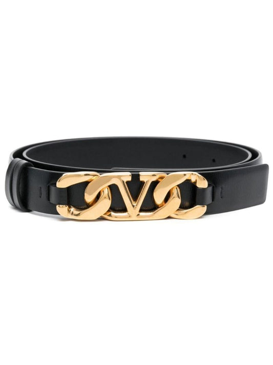 Black Vlogo Chain Leather Belt