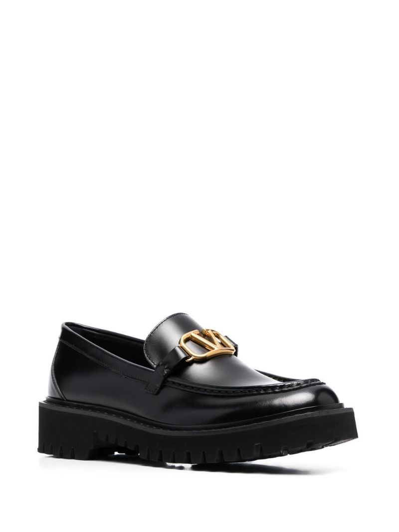 Black Vlogo Signature Leather Loafers