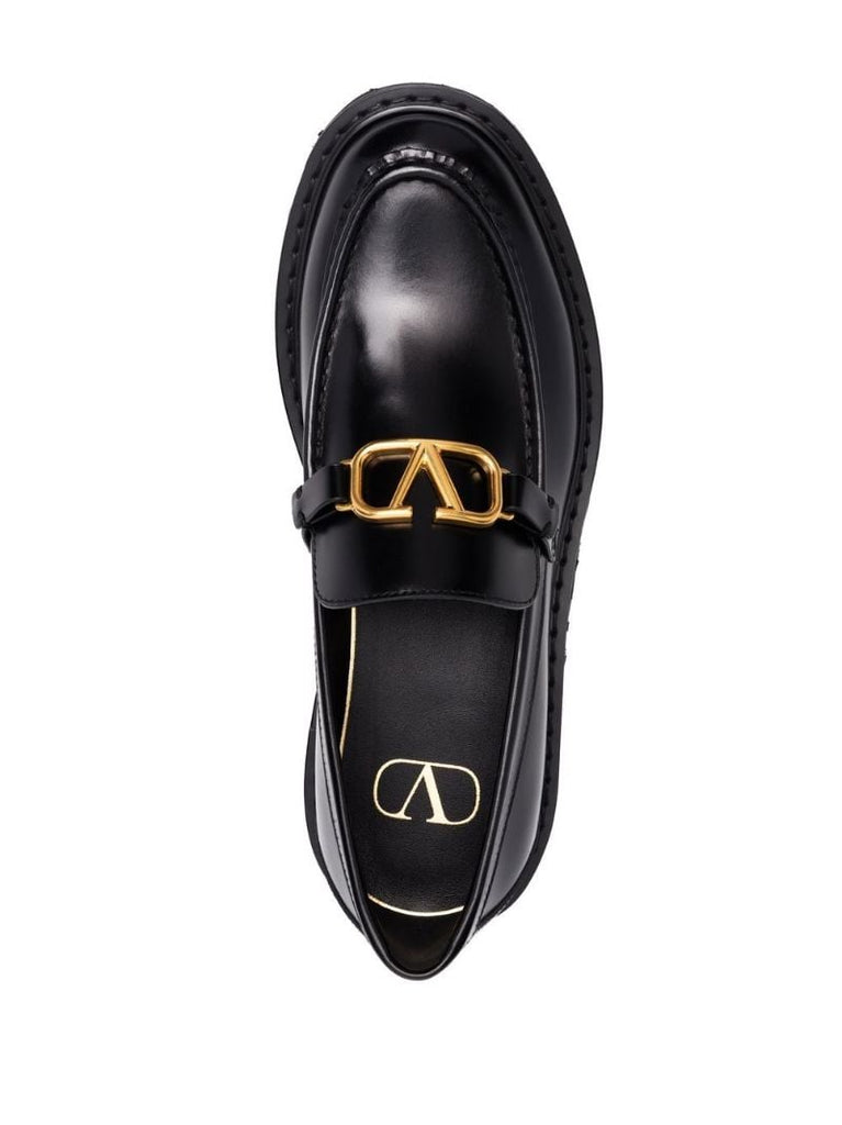 Black Vlogo Signature Leather Loafers