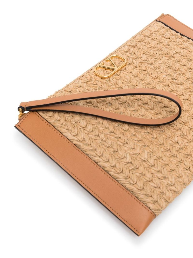 Brown Vlogo Woven Leather Pouch