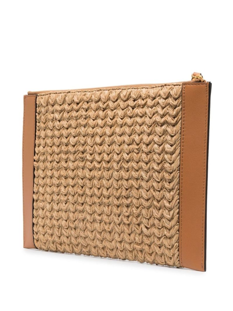 Brown Vlogo Woven Leather Pouch