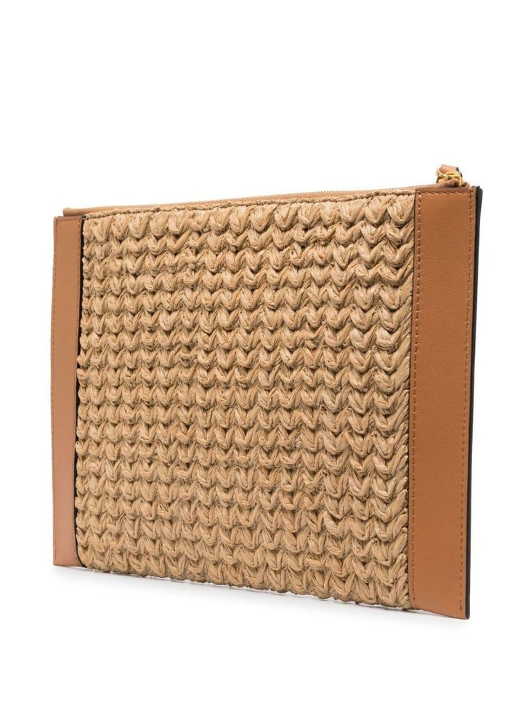 Brown Vlogo Woven Leather Pouch