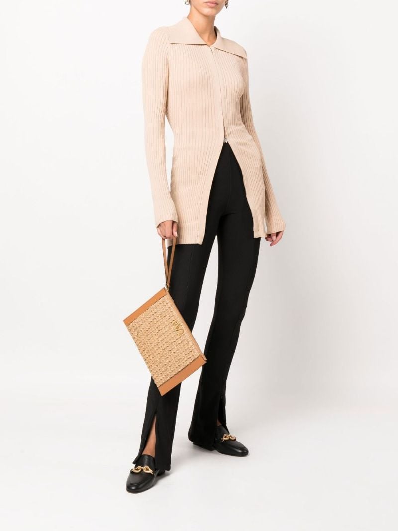 Brown Vlogo Woven Leather Pouch