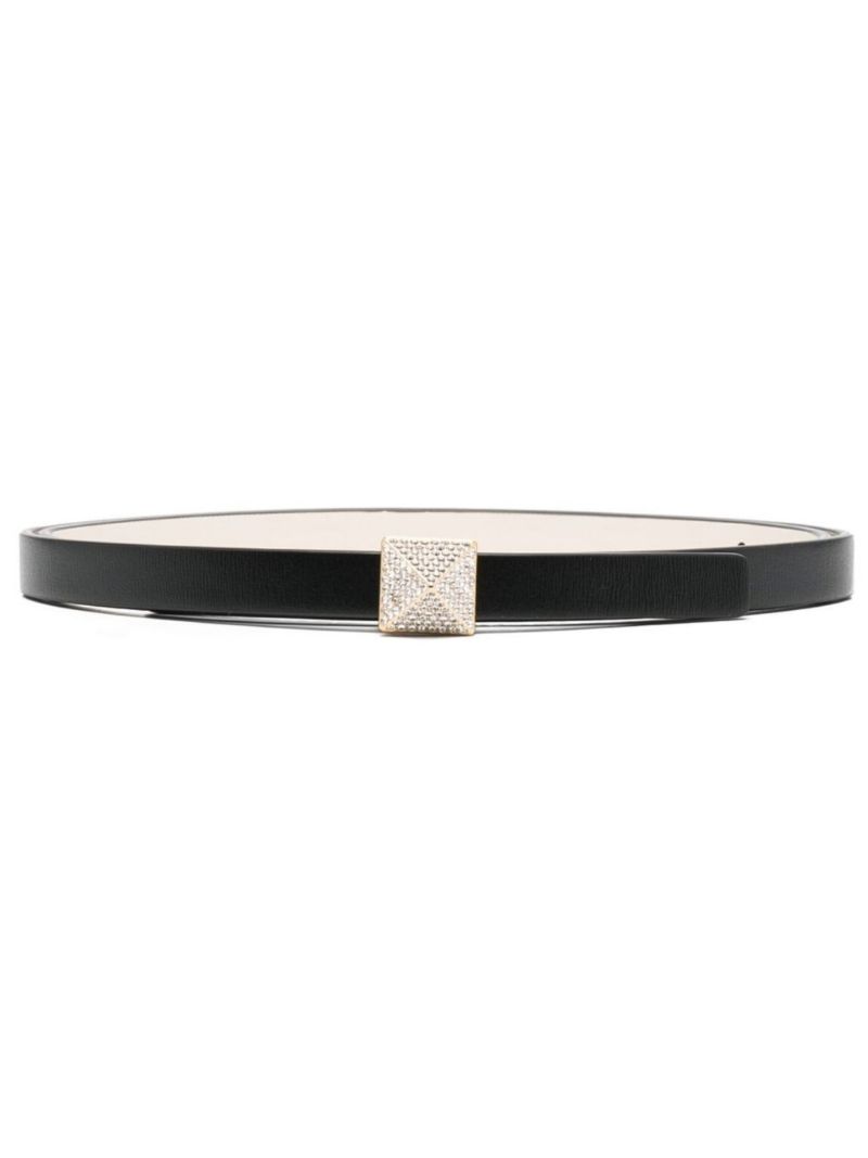 Black One Stud Leather Belt