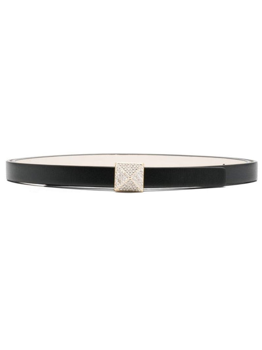 Black One Stud Leather Belt