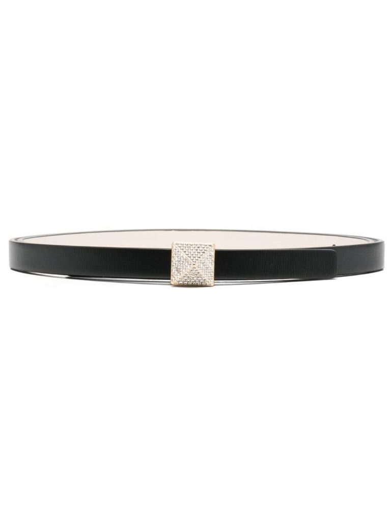 Black One Stud Leather Belt