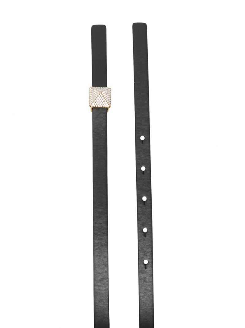 Black One Stud Leather Belt