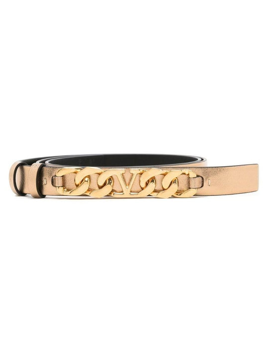 Gold-tone Vlogo Chain-link Metallic Leather Belt
