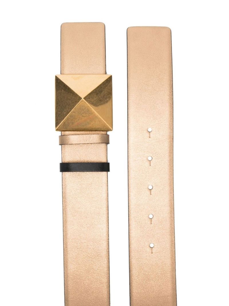 Gold-tone One Stud 40 Leather Belt