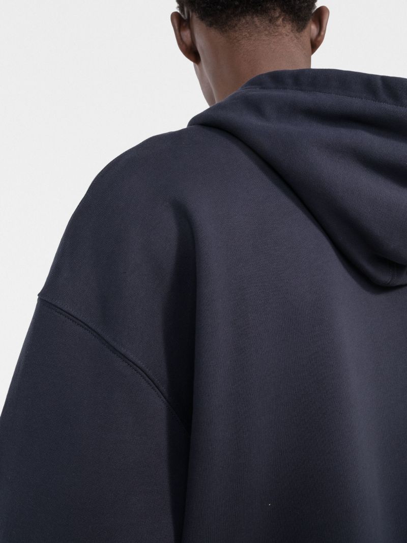 Blue Logo Patch Cotton Hoodie