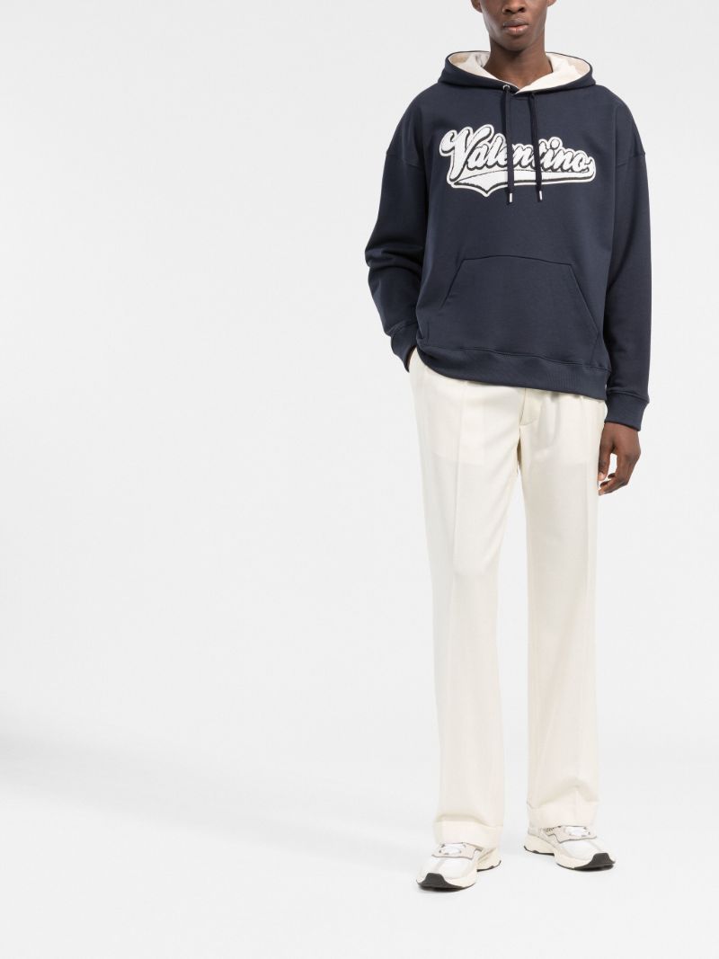 Blue Logo Patch Cotton Hoodie