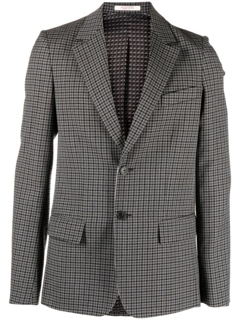 Grey Check Single-breasted Blazer