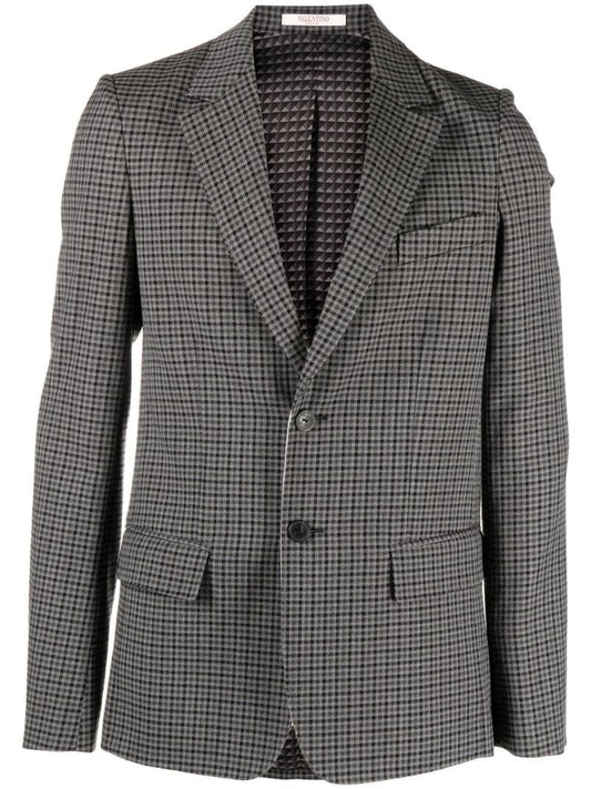 Grey Check Single-breasted Blazer