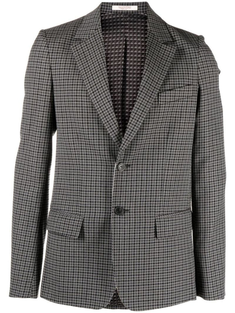 Grey Check Single-breasted Blazer