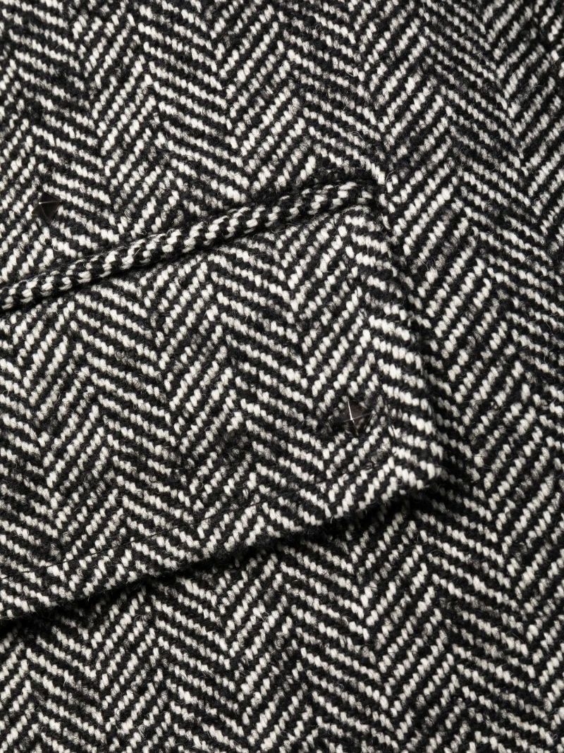 Grey Rockstud Embellished Wool Tweed Coat