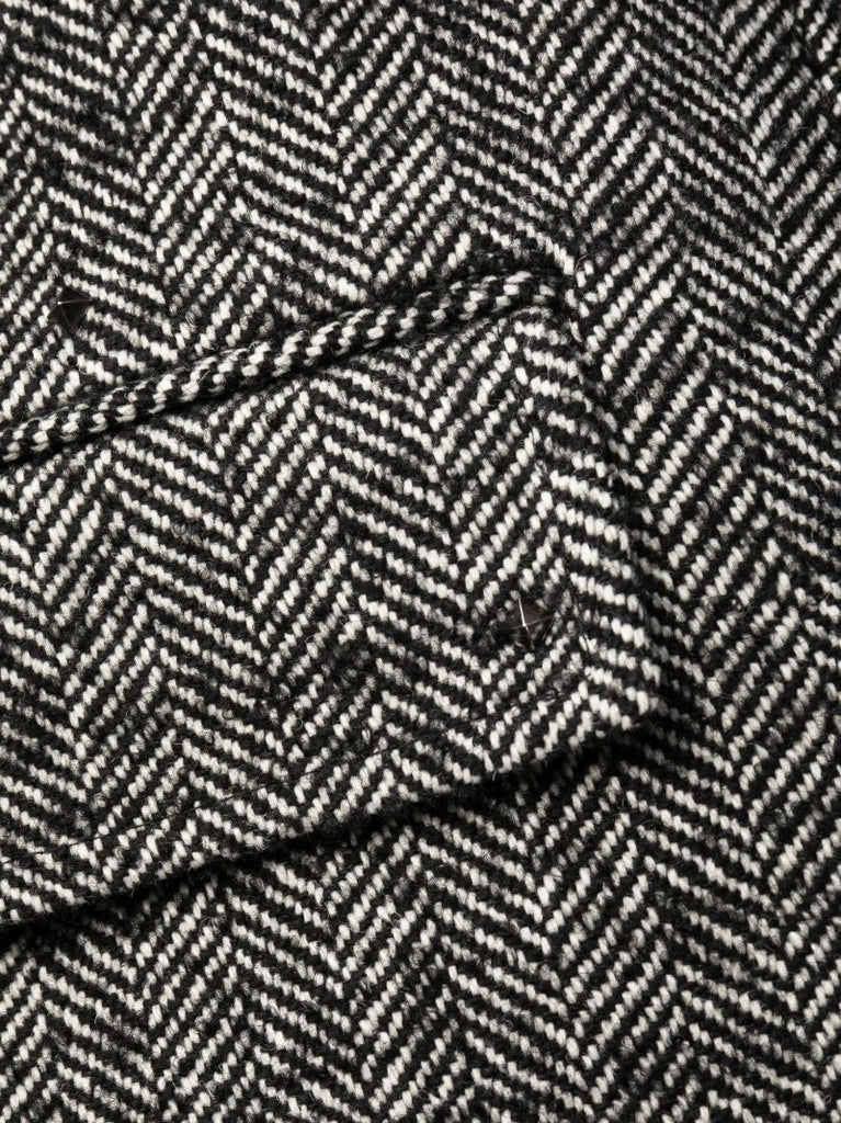 Grey Rockstud Embellished Wool Tweed Coat