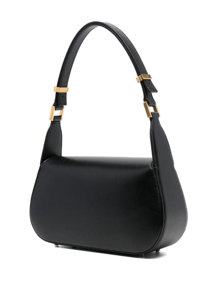Black Vlogo Chain Leather Shoulder Bag