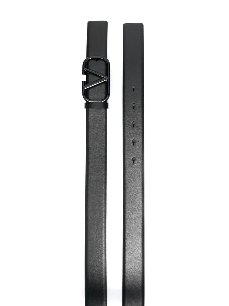 Black Vlogo Leather Belt