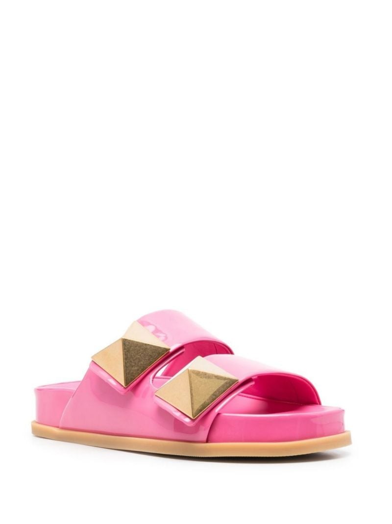 Pink One Stud Patent Leather Slides