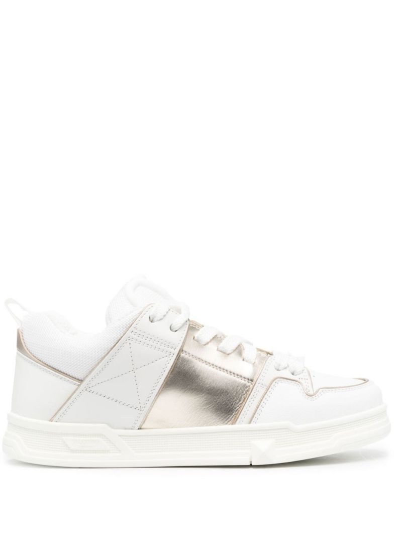 White Rockstud Low-top Leather Sneakers