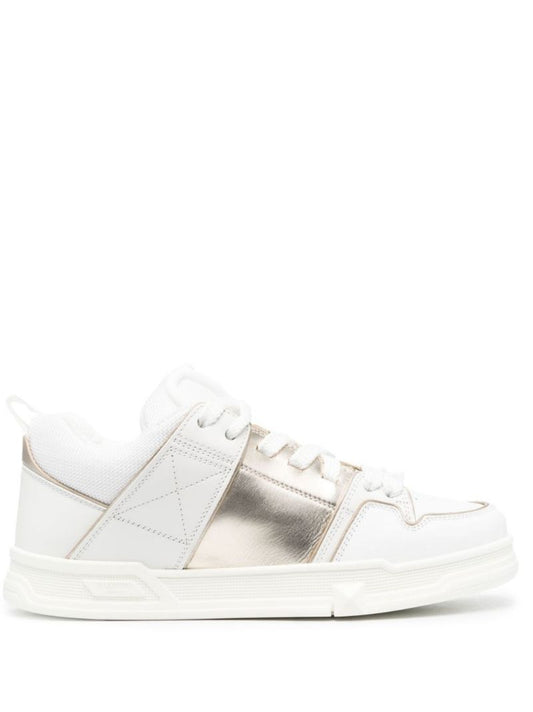 White Rockstud Low-top Leather Sneakers