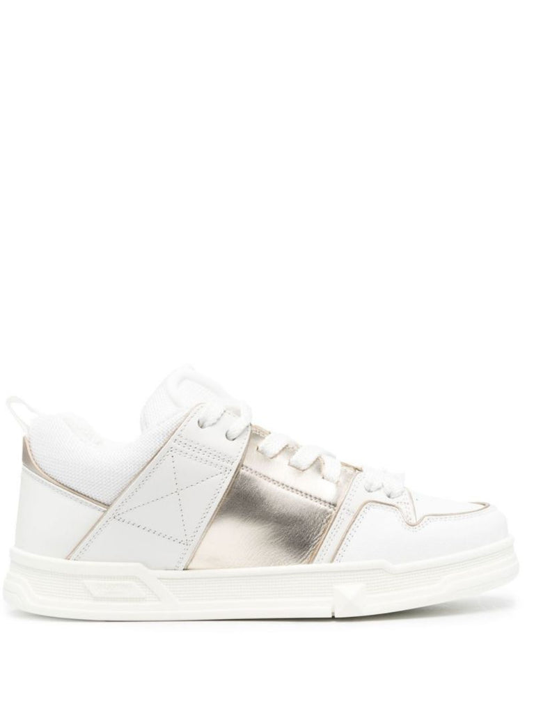 White Rockstud Low-top Leather Sneakers