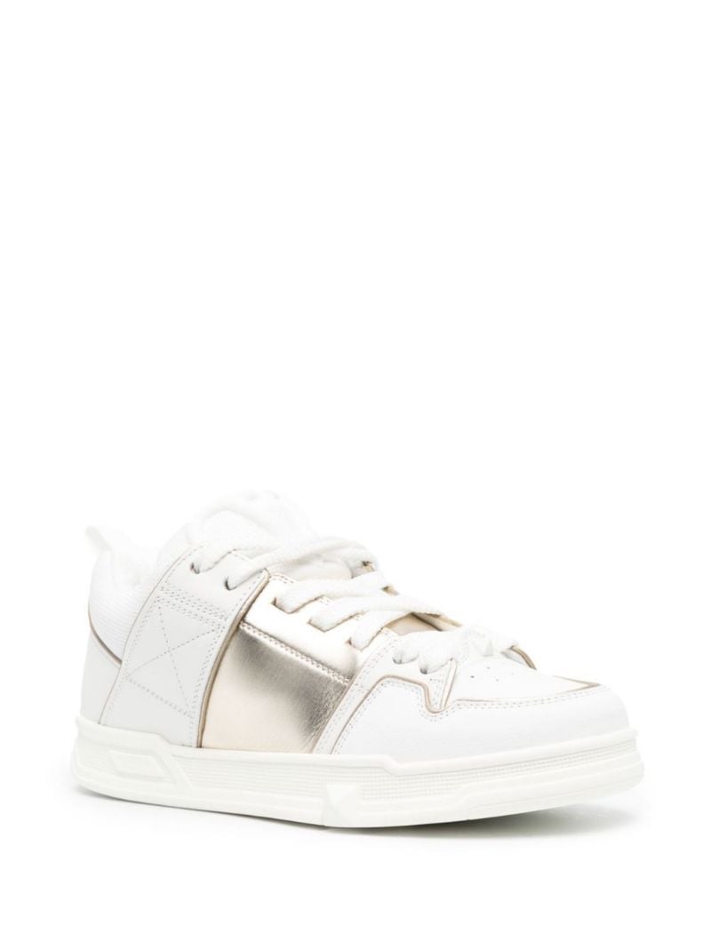 White Rockstud Low-top Leather Sneakers