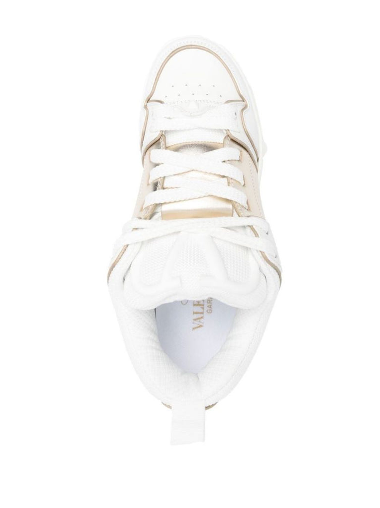 White Rockstud Low-top Leather Sneakers