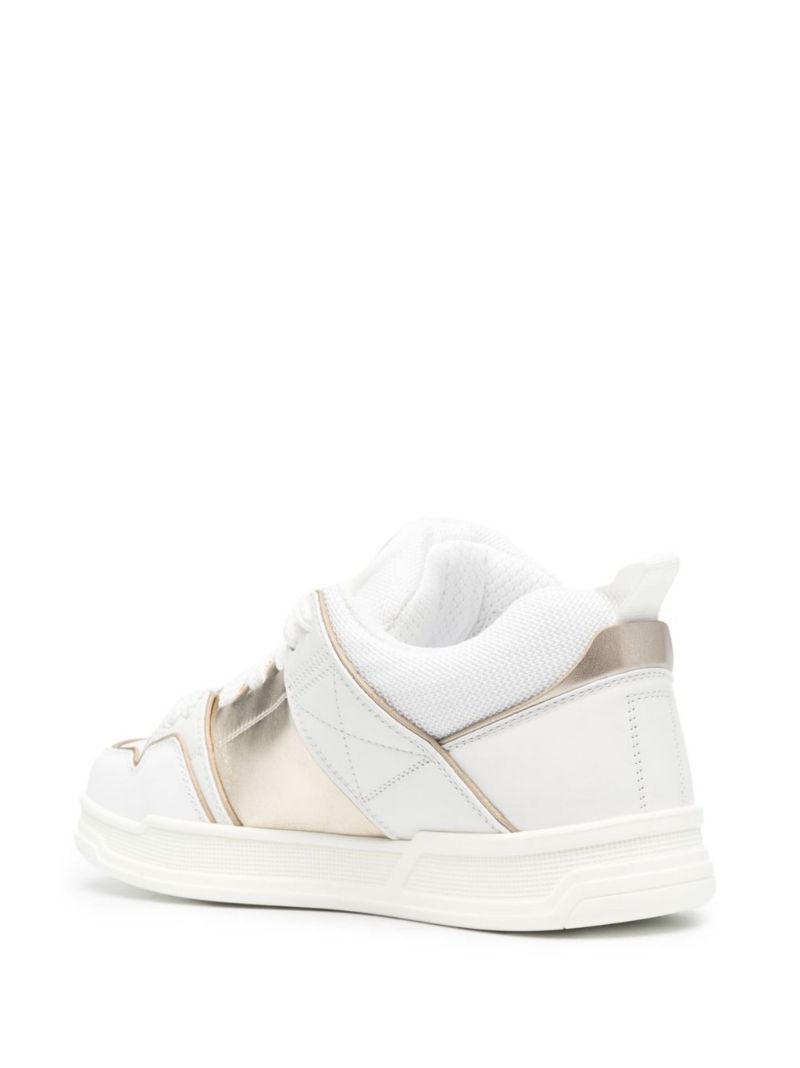 White Rockstud Low-top Leather Sneakers