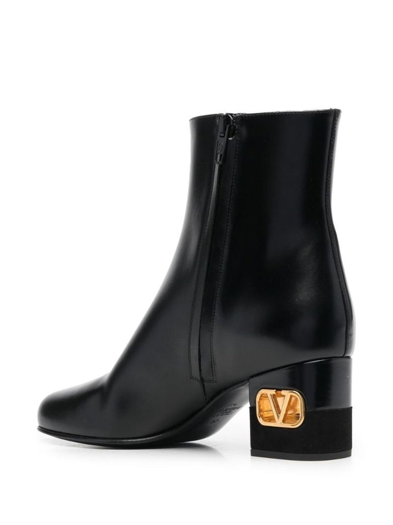 Black Vlogo Heel Leather Ankle Boots