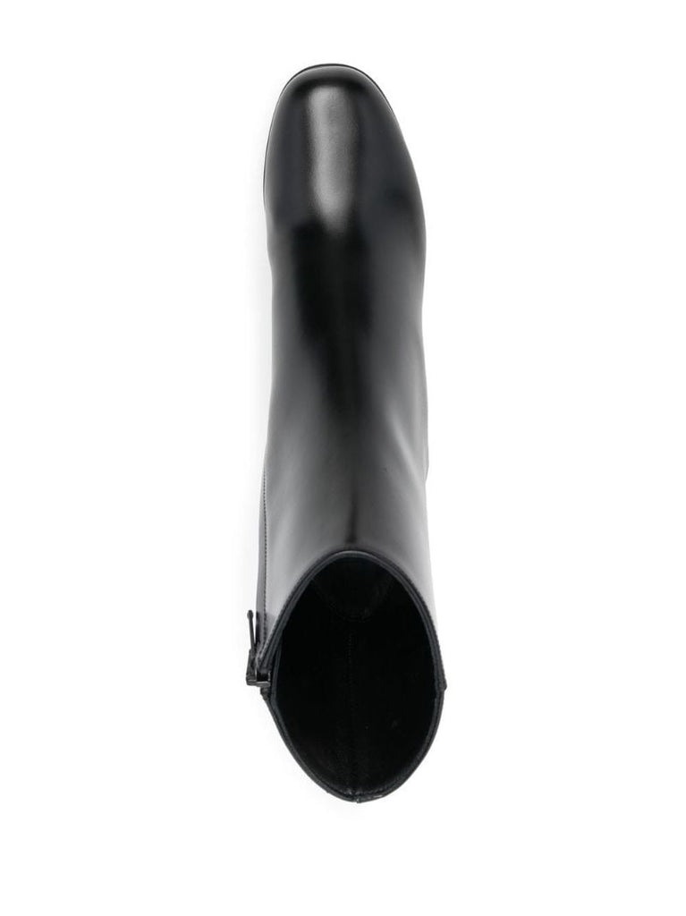 Black Vlogo Heel Leather Ankle Boots