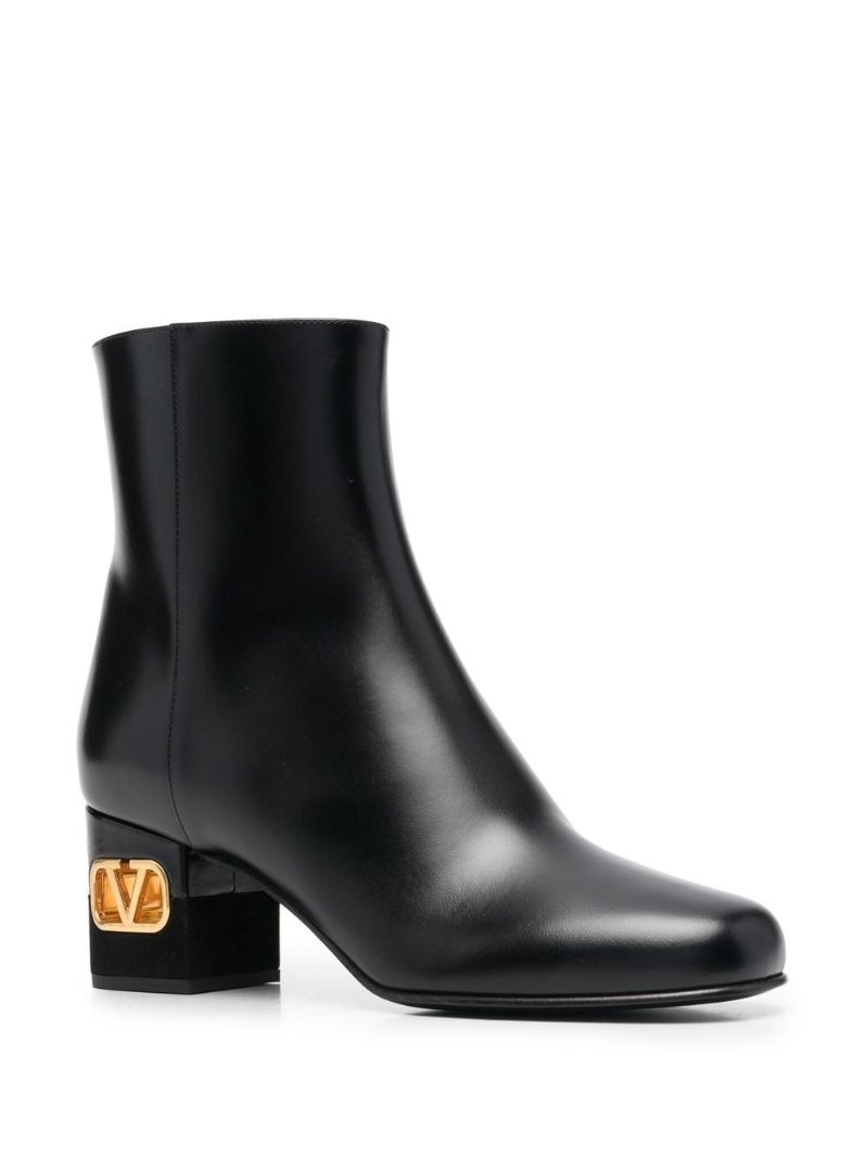 Black Vlogo Heel Leather Ankle Boots