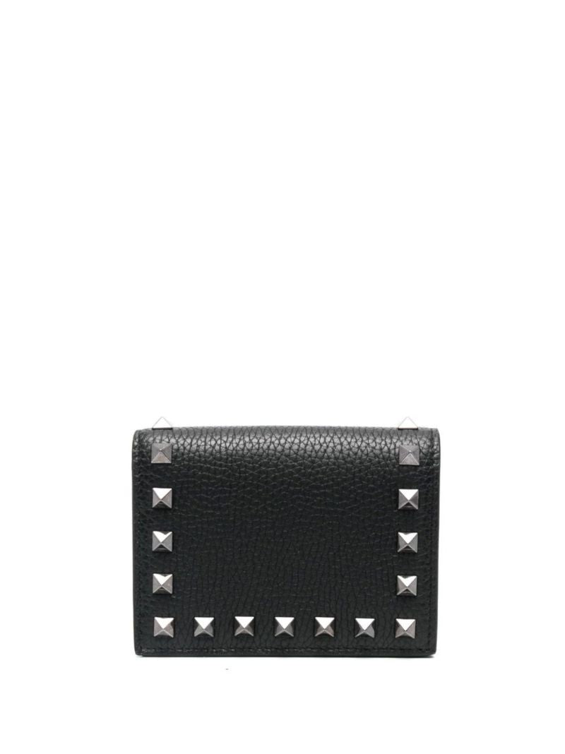 Black Rockstud Leather Wallet