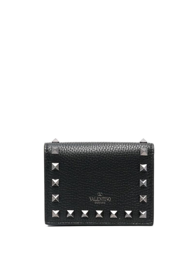 Black Rockstud Leather Wallet