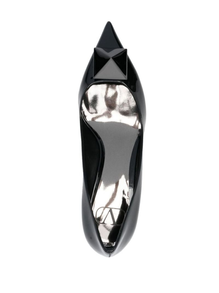 Black One Stud 60 Patent Leather Pumps