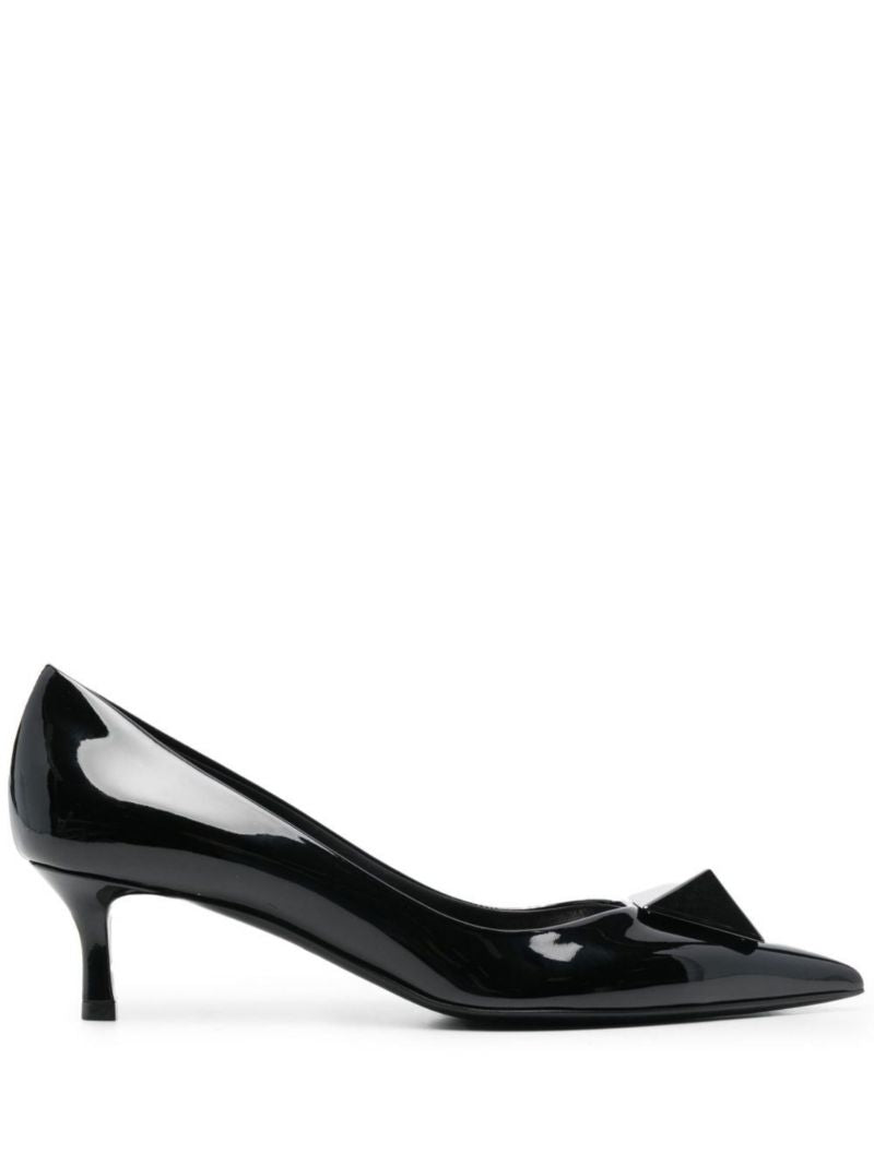 Black One Stud 60 Patent Leather Pumps