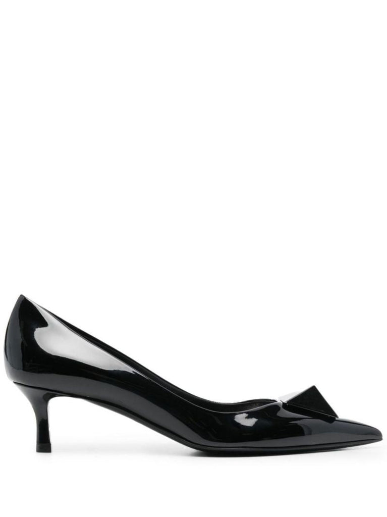 Black One Stud 60 Patent Leather Pumps