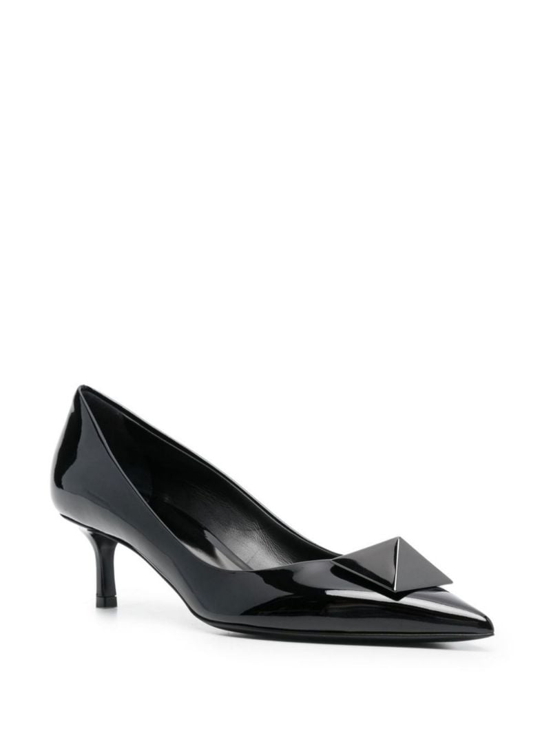 Black One Stud 60 Patent Leather Pumps