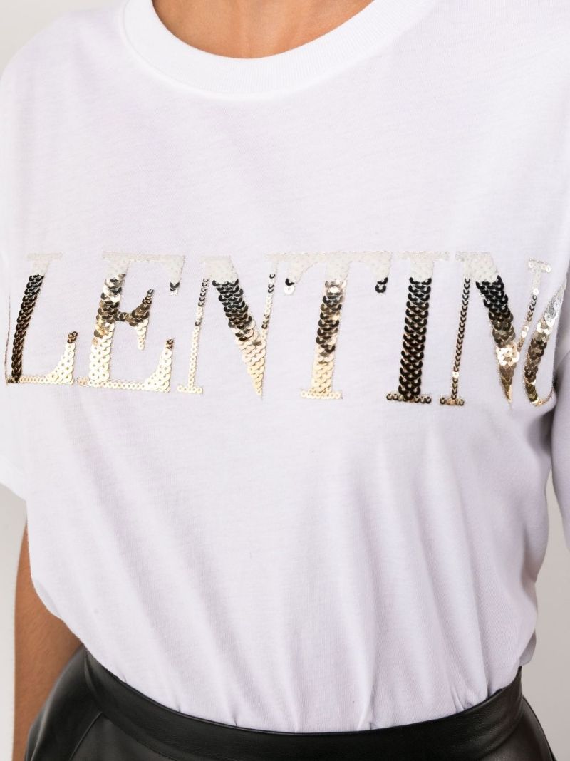 White Embellished Logo Cotton T-shirt