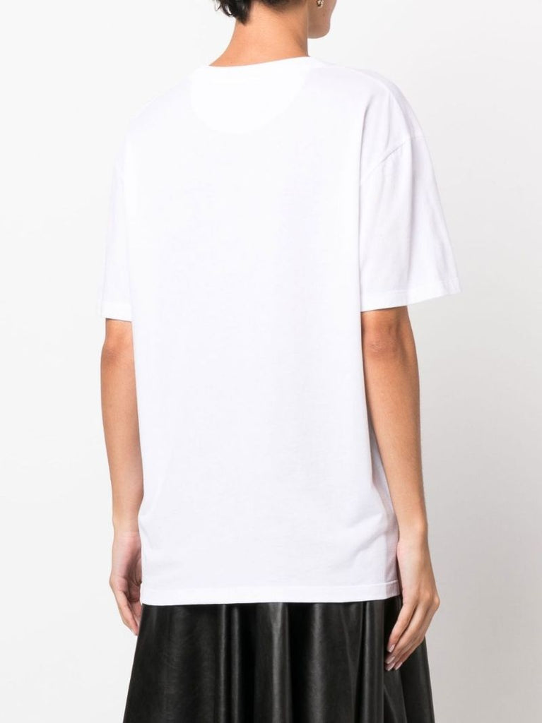 White Embellished Logo Cotton T-shirt