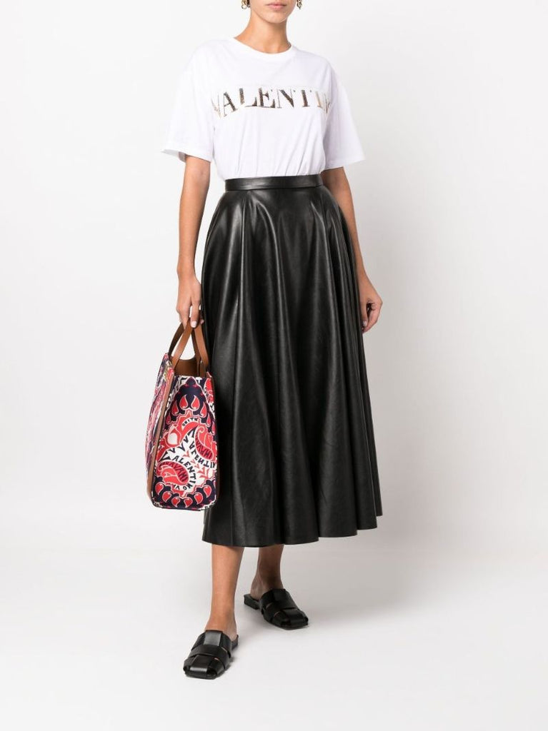 White Embellished Logo Cotton T-shirt
