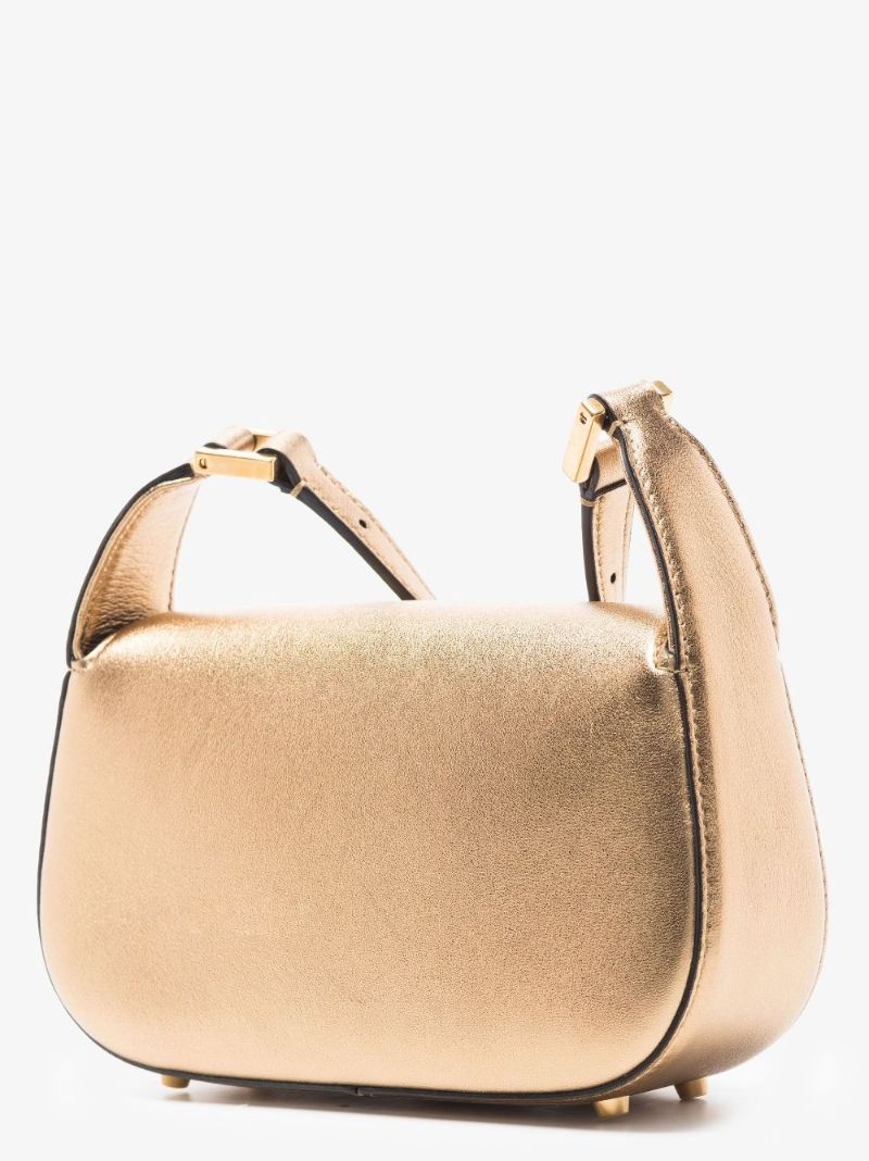 Gold Vlogo Chain Leather Shoulder Bag