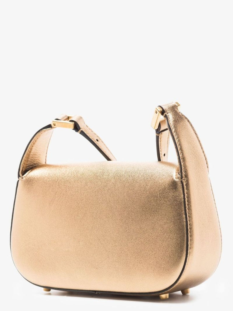 Gold Vlogo Chain Leather Shoulder Bag