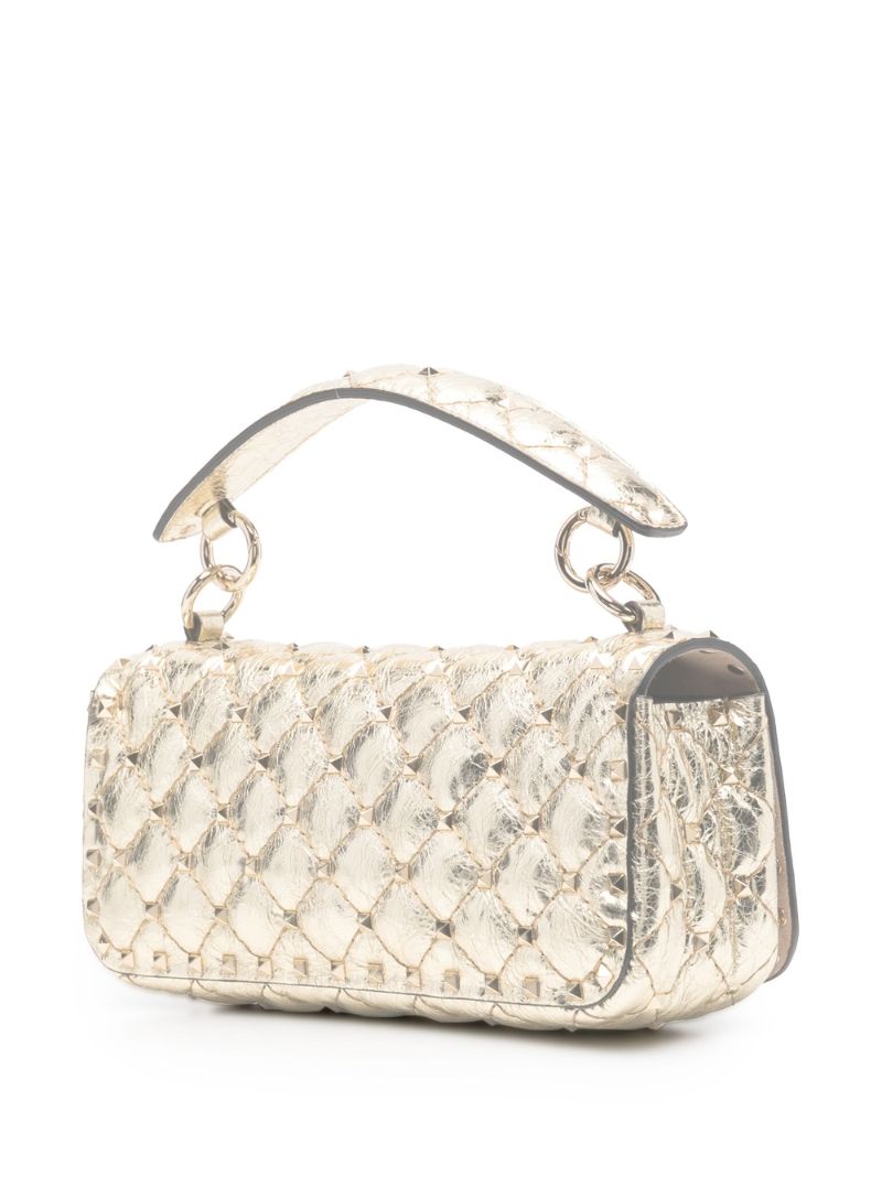 Gold Rockstud Spike Small Leather Shoulder Bag