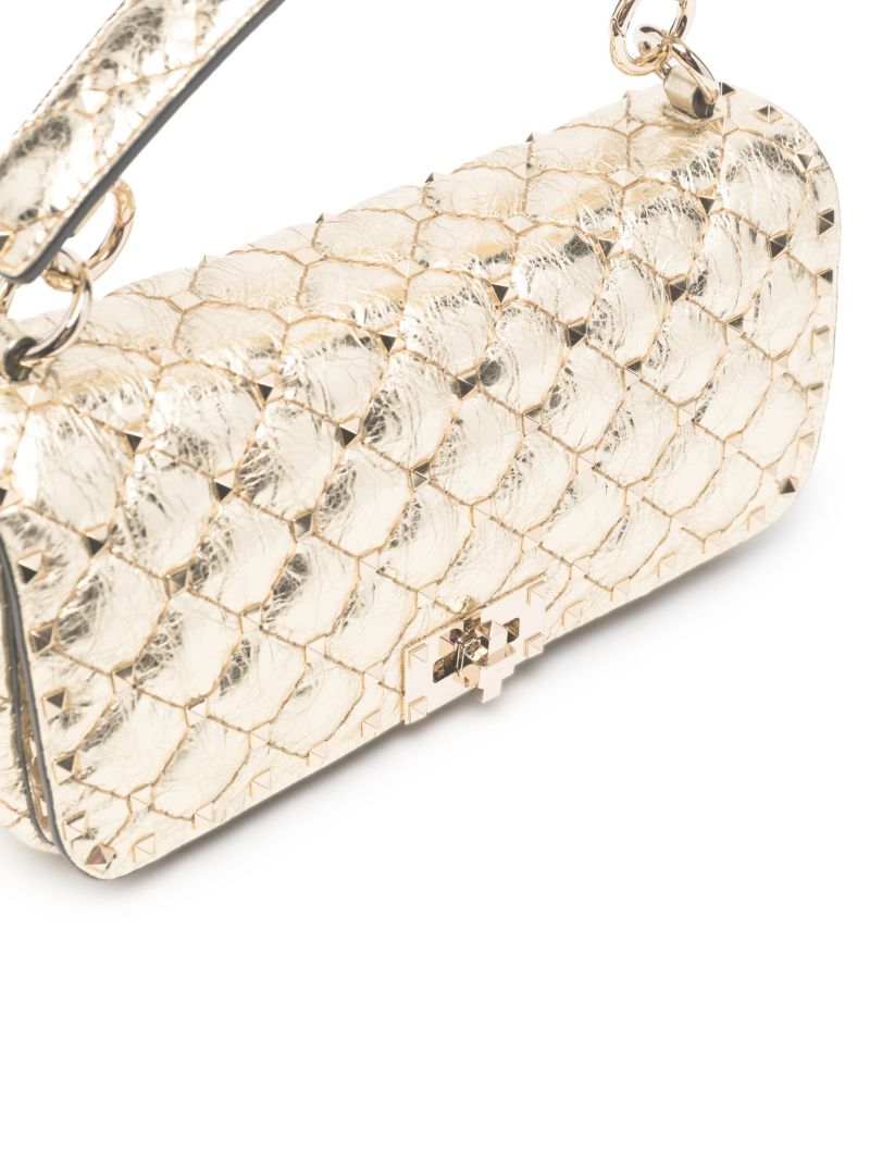 Gold Rockstud Spike Small Leather Shoulder Bag