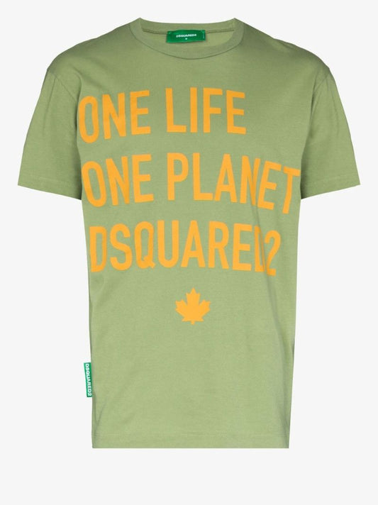 One Life One Planet Print Cotton T-shirt