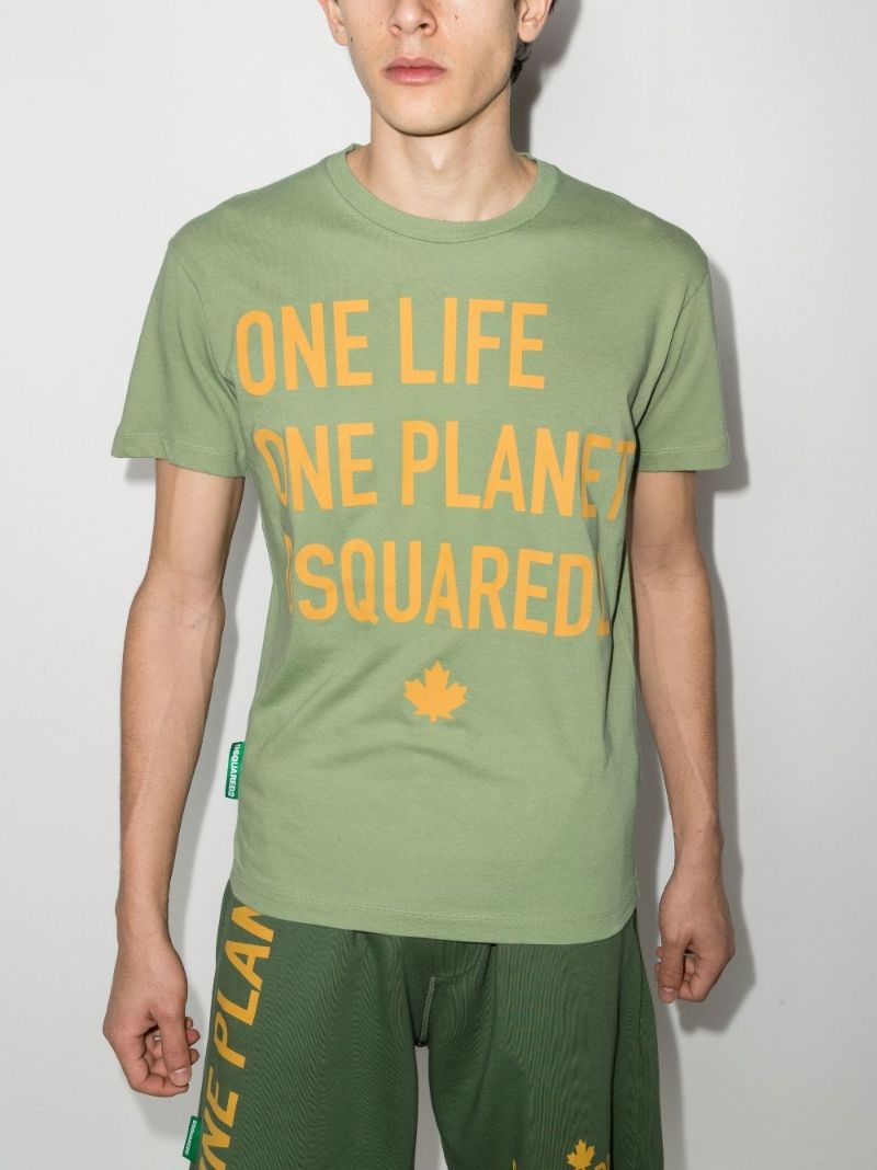 One Life One Planet Print Cotton T-shirt