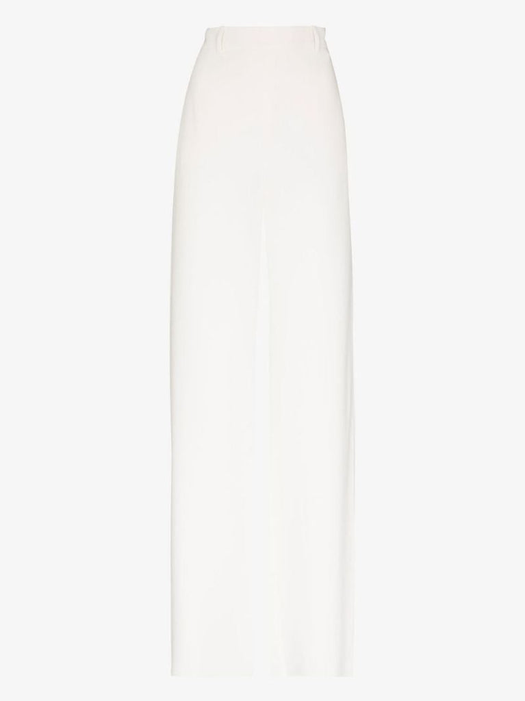 White Wide Leg Silk Trousers