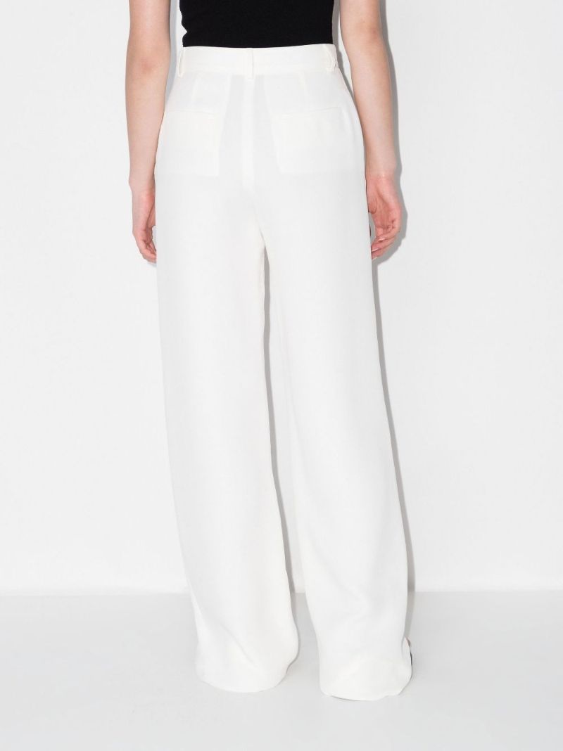 White Wide Leg Silk Trousers