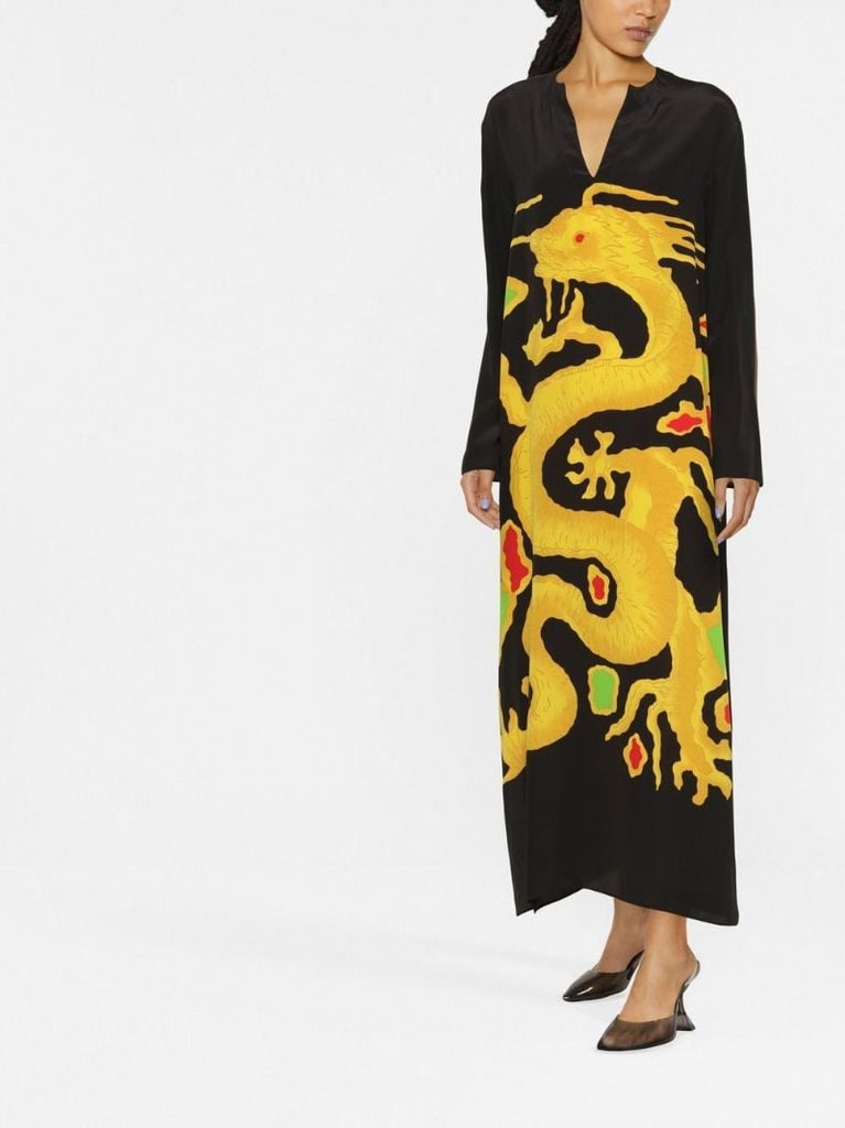Black Drago Re-edition Printed Silk Dress